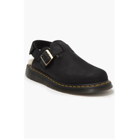 Dr. Martens Jorge II Clogs Black Faux Fur Lined Leather Slingback Mules - Picture 1 of 8